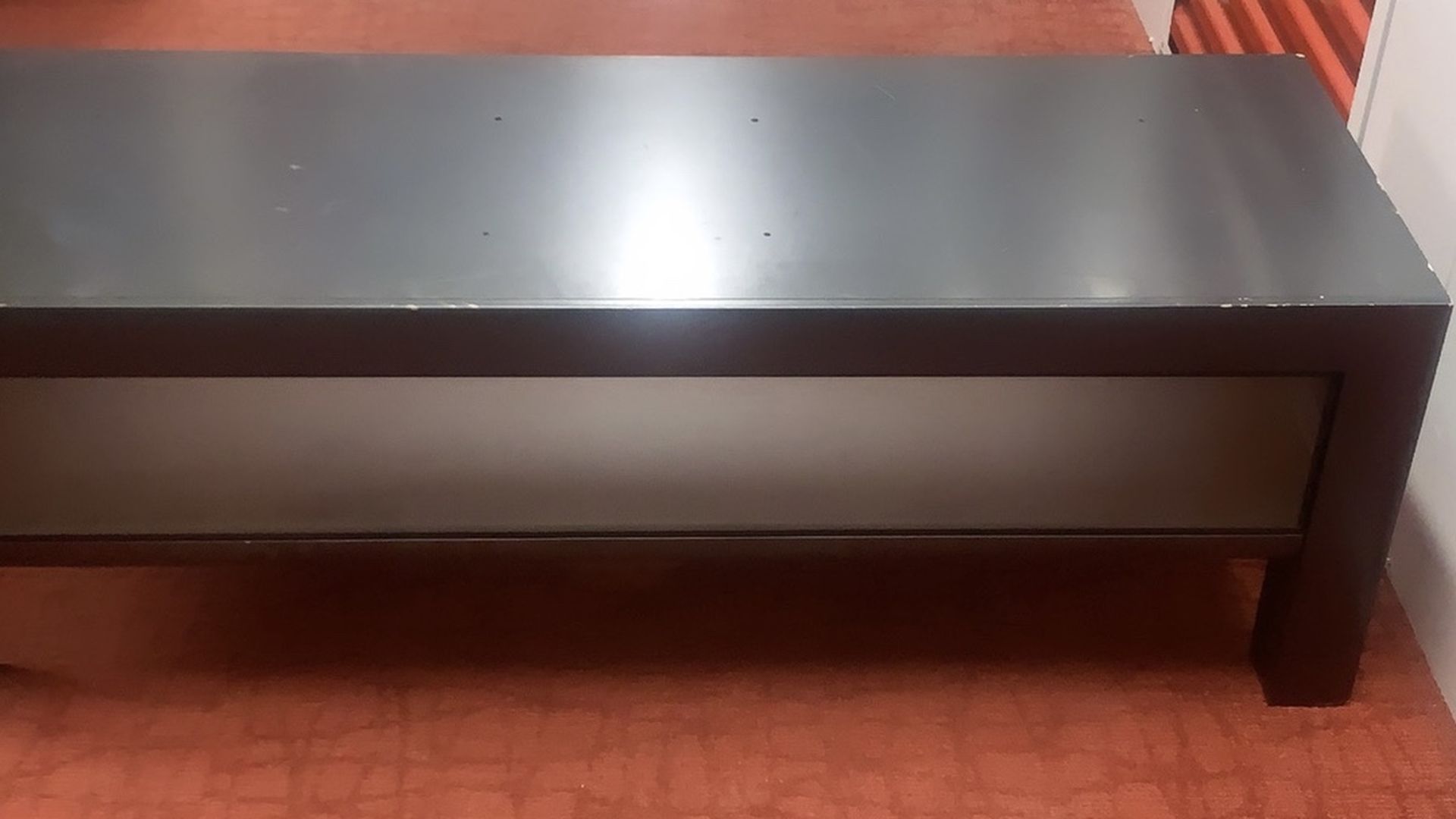 Large Modern TV Stand/console With Sliding Acrylic Door - Only Needs Cleaning And Perhaps Light Polishing