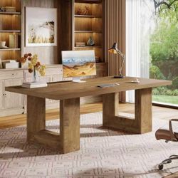 RR0002 Home Office Desk, 62.99" Large Farmhouse Executive Desk, Computer Table for Office, Conference Room, Study Room