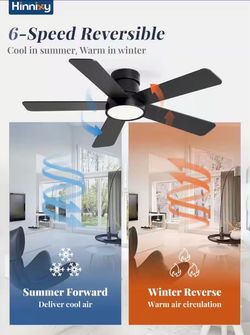 42 in. Indoor Black Low Profile Standard Flush Mount Ceiling Fan with Light and Remote Control and 3CCT 6-Speed DC Motor 6L