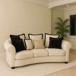 Luxury Curved Cream Sofas (Set of 2) – Elegant & Timeless Design