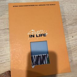 Stray kids in life album with maniac poster