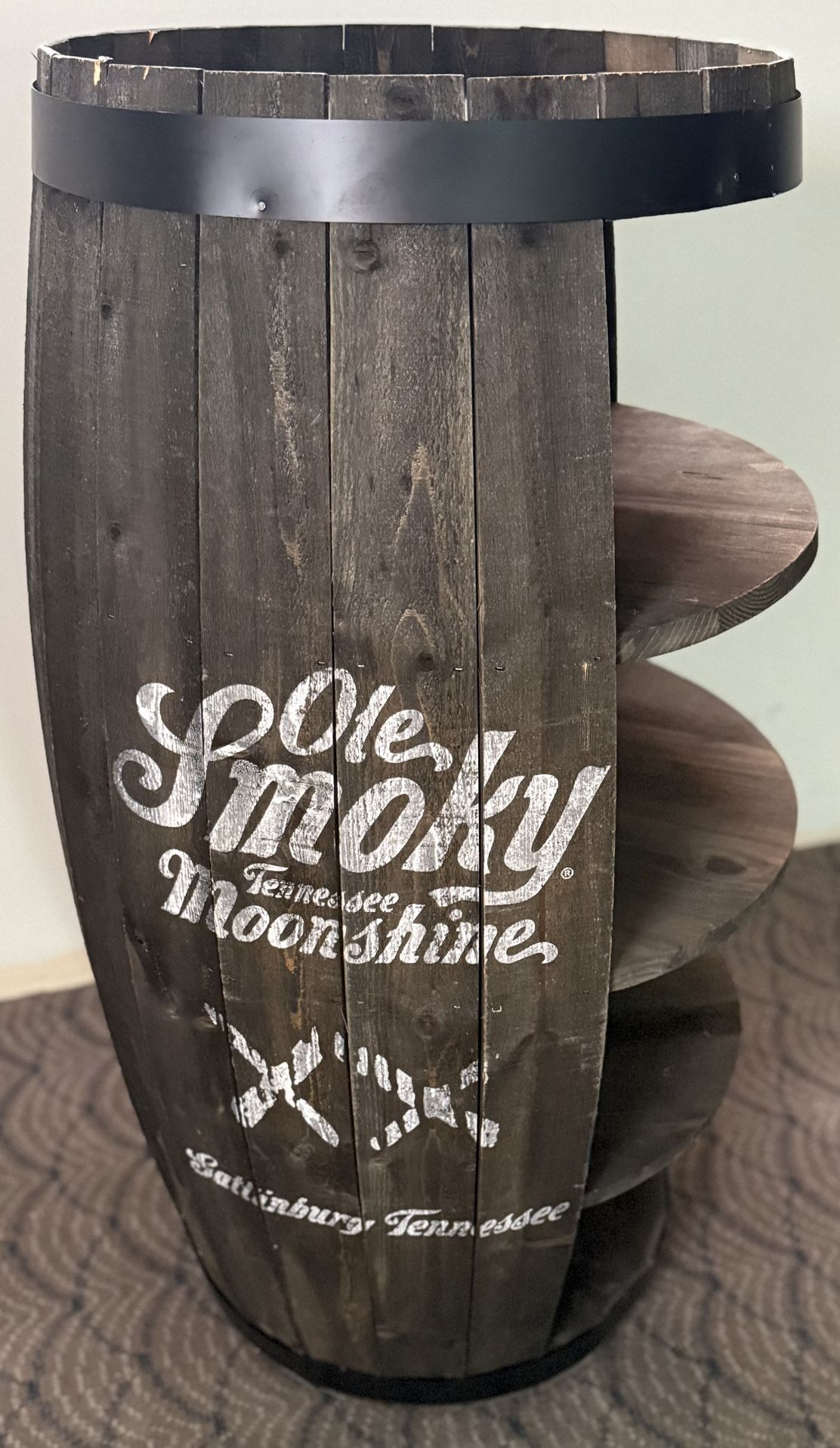 New Ole Smoky Tennessee Moonshine Wine Barrel Decorative Storage Table