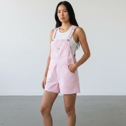 NEW Levi’s Overalls Womens LARGE Pink Adjustable Shortalls NWT