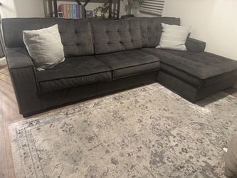 2 Piece Sectional Grey Upholstery