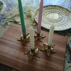4 Solid Brass Candle Holders Made In India