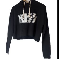 Kiss Hoodie Women’s Cropped Sweatshirt Size Small Pullover 