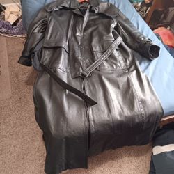 Genuine Leather Trench Coat