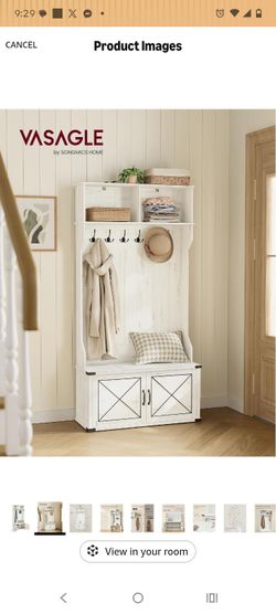 VASAGLE Hall Tree with Storage Bench and Hooks