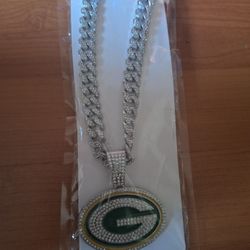 Green Bay Packers Iced Out Rhinestone Pendant Necklace