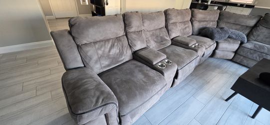 Sectional Recliner Sofa Alcantara/Suede