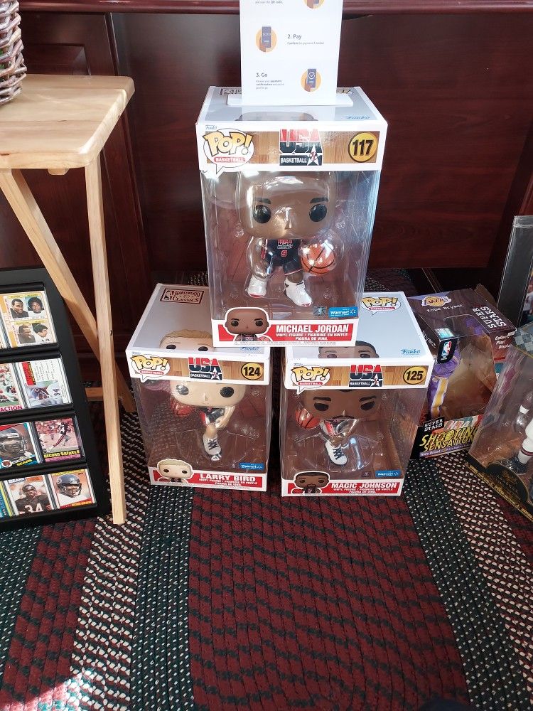 Michael Jordan, Larry Bird, Magic Johnson  Funko Pop Jumbo Lot Of 3