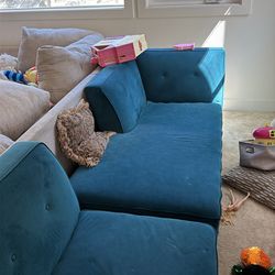 Living spaces sectional couch velvet