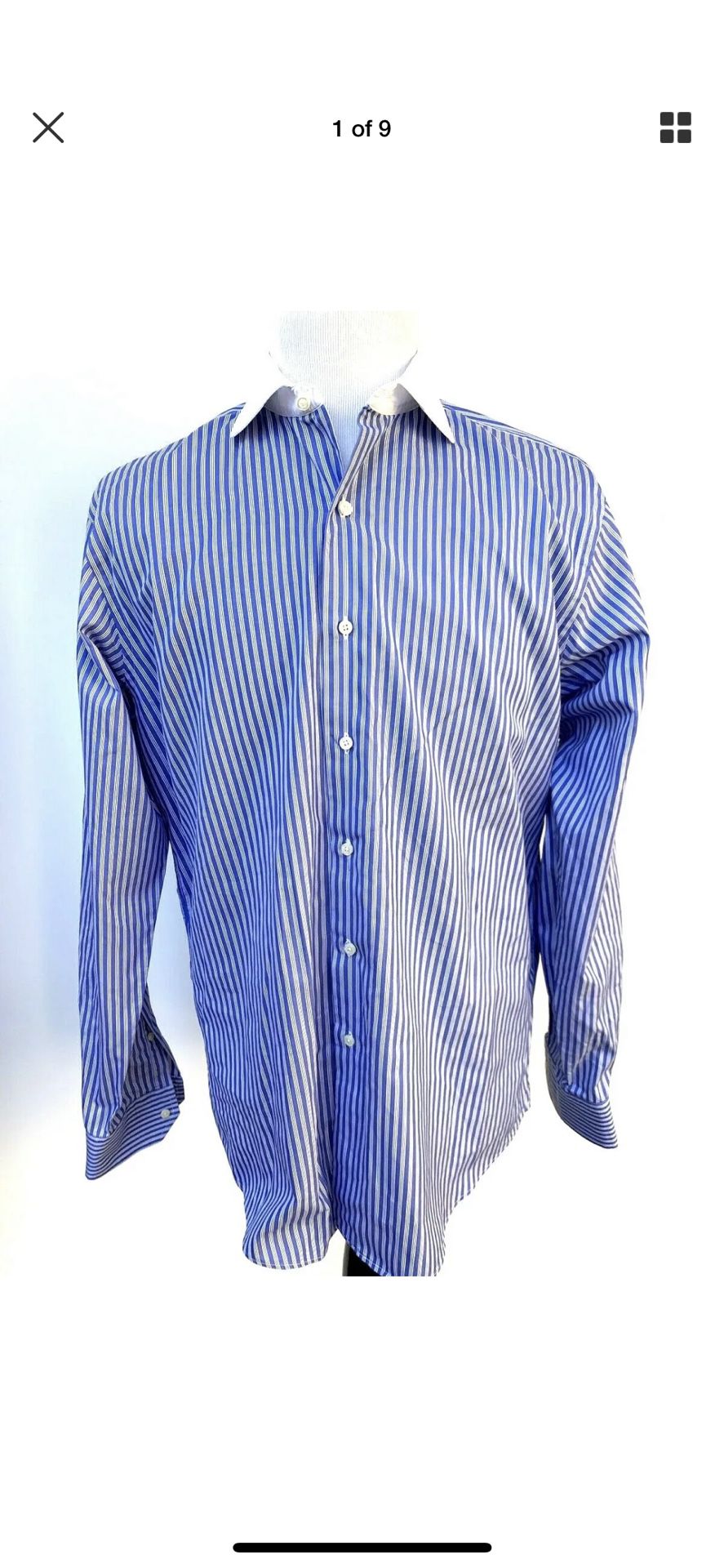 Brooks Brothers Men’s Dress Shirt Blue Striped Slim 16.5 36 Egyptian Cotton