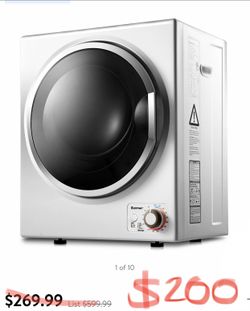 Electric Tumble Compact Cloth Dryer Stainless Steel Wall Mounted 1.5 cu .ft.