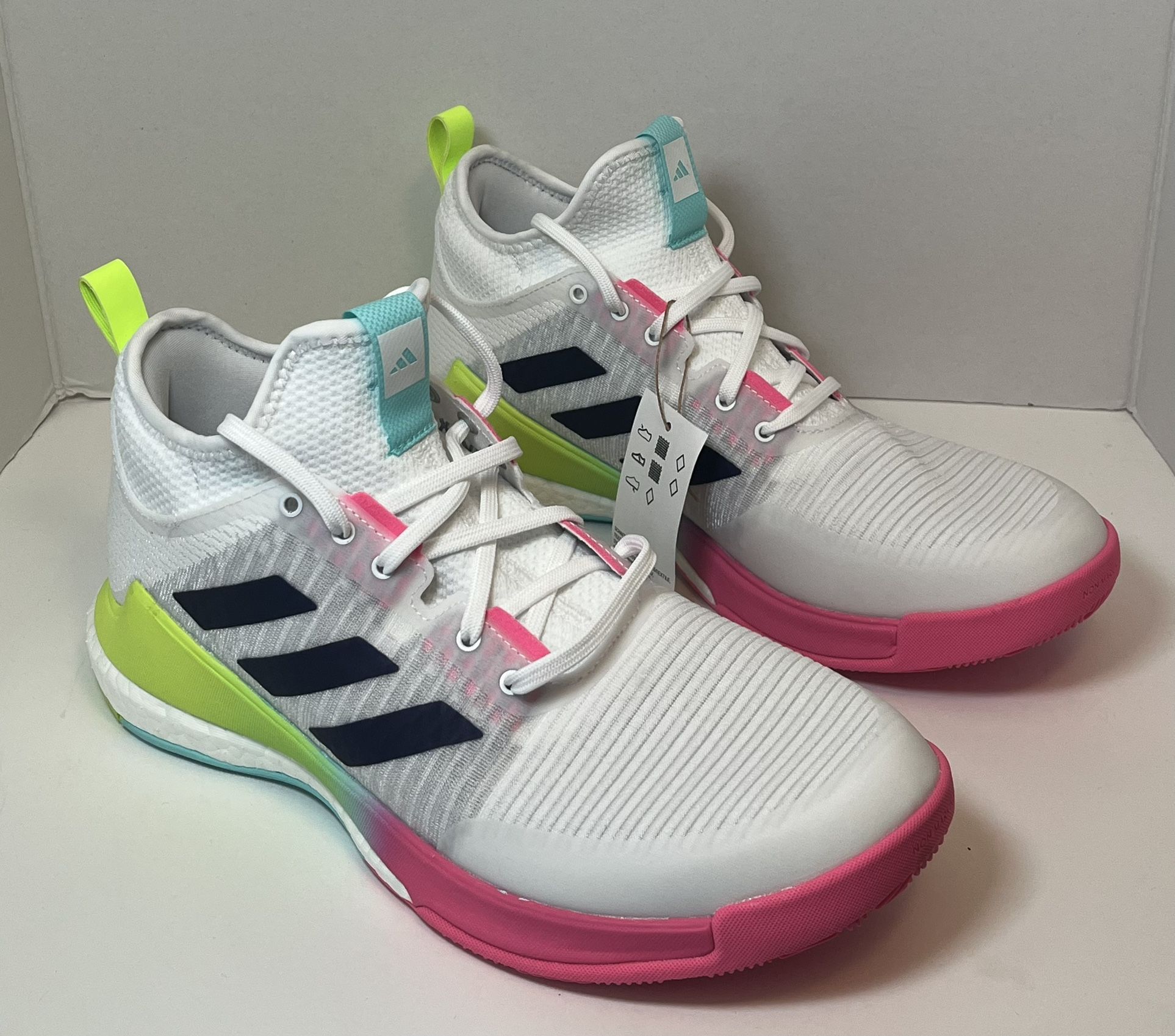 Adidas Crazyflight Mid Volleyball Shoes White Pink Women’s Size 8-12 & 14 HP3337 New