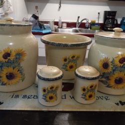Sunflower Kitchen  Sugar, Flour Cannister, Salt And Pepper 