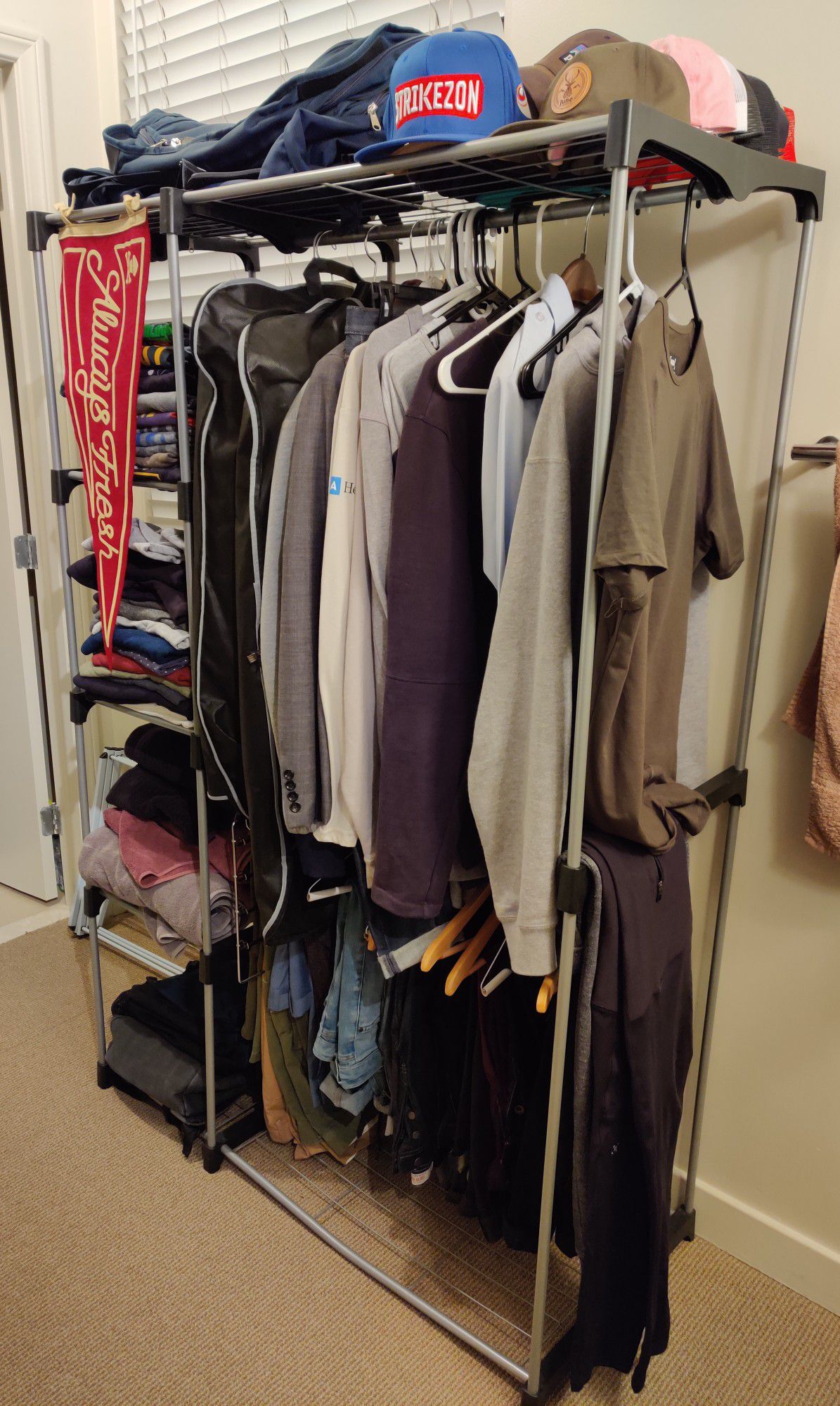 Freestanding Clothes Garment Organizer Closet, Silver