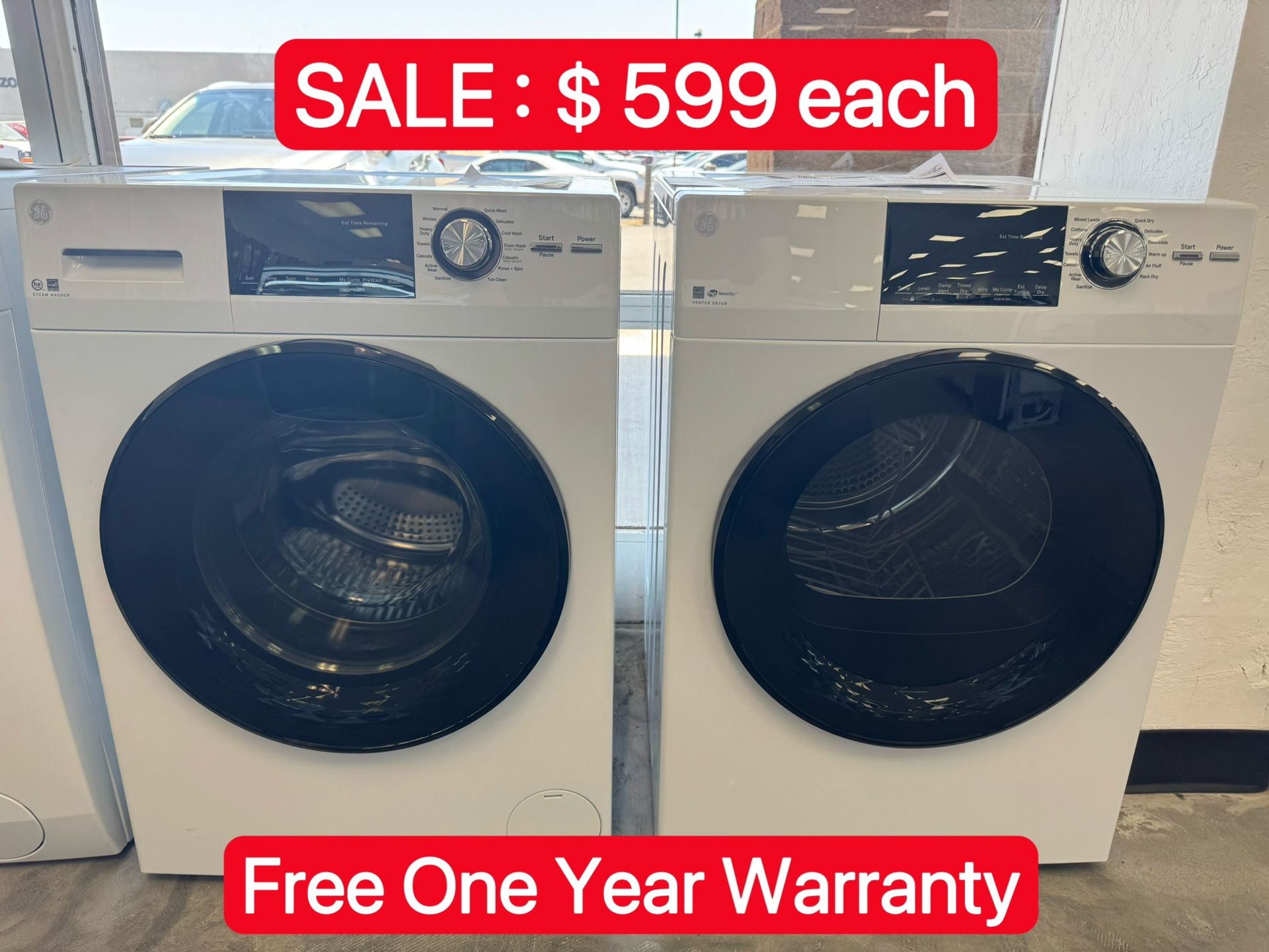 GE 2.4 cu.ft Washer/4.3 cu.ft Electric Dryer-Free One Year Warranty