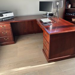 Cherrywood Office Set - Desk, Book Shelf, And File Cabinet
