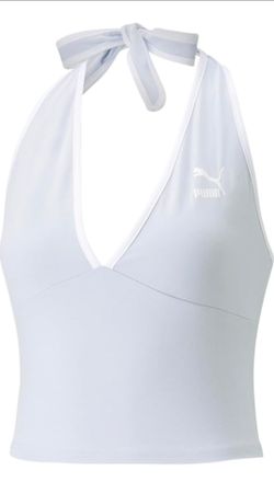 PUMA Classics Summer Resort Halterneck Top Arctic Ice, Grey/Blue, Size Medium