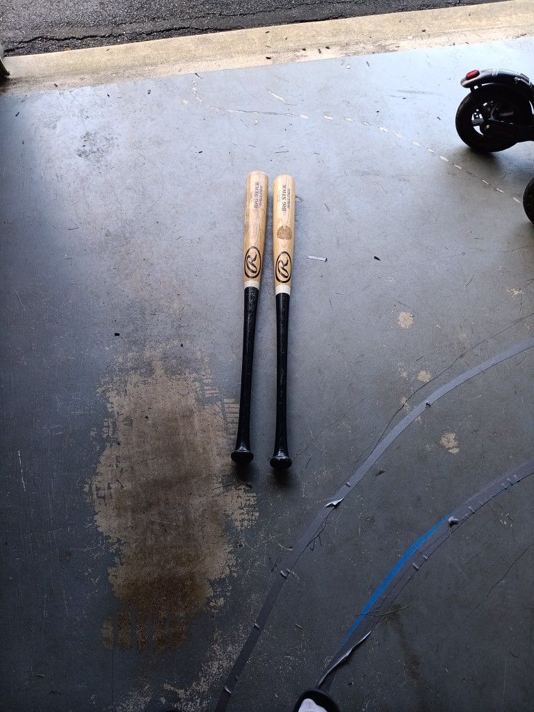 2 Rawlings Big Stick Wood Baseball Bat Both 34 Inches Black And Blonde 