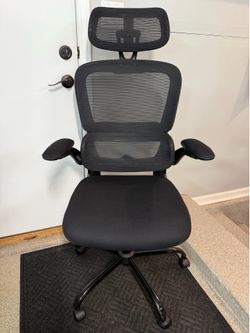 Brand New Black Mesh Tall Back Ergonomic Office Chair w/Flip Up Armrests & Adjustable 3D Lumbar