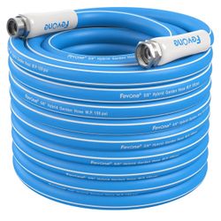 Blue Garden Hose 75 ft., Lightweight Hybrid Water Hose, Flexible & Durable, Leak-Free Connections
