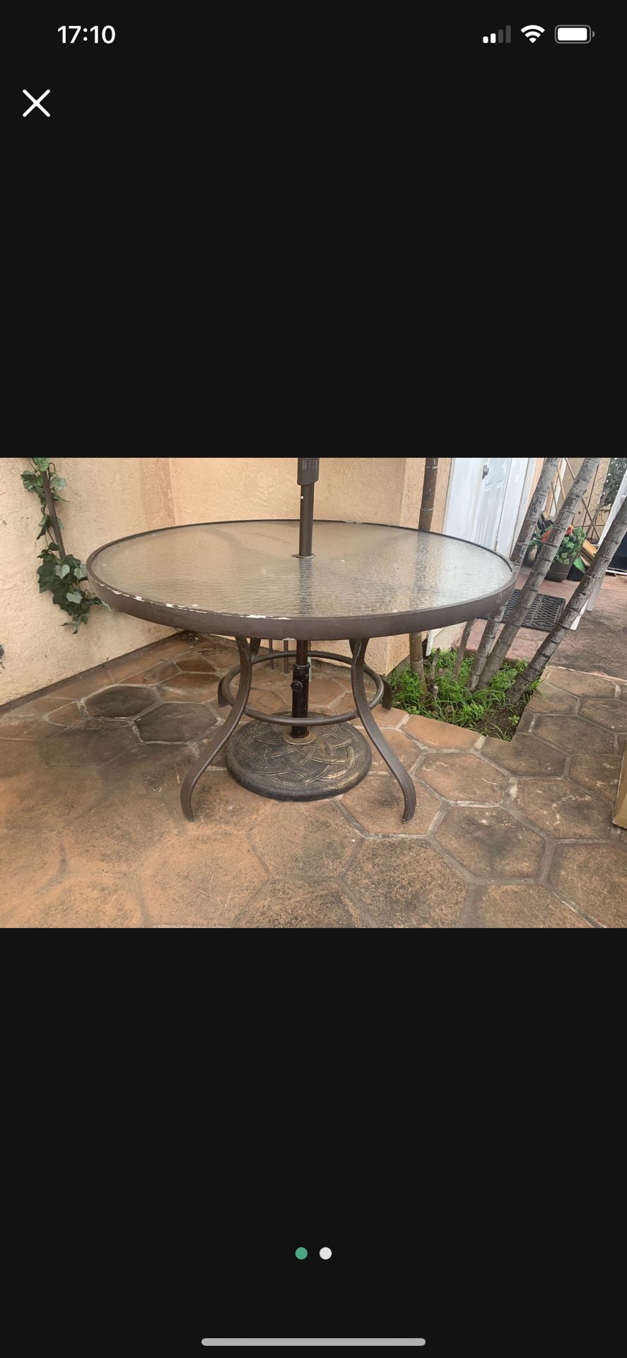 Free Round Metal Glass Top Patio Table 