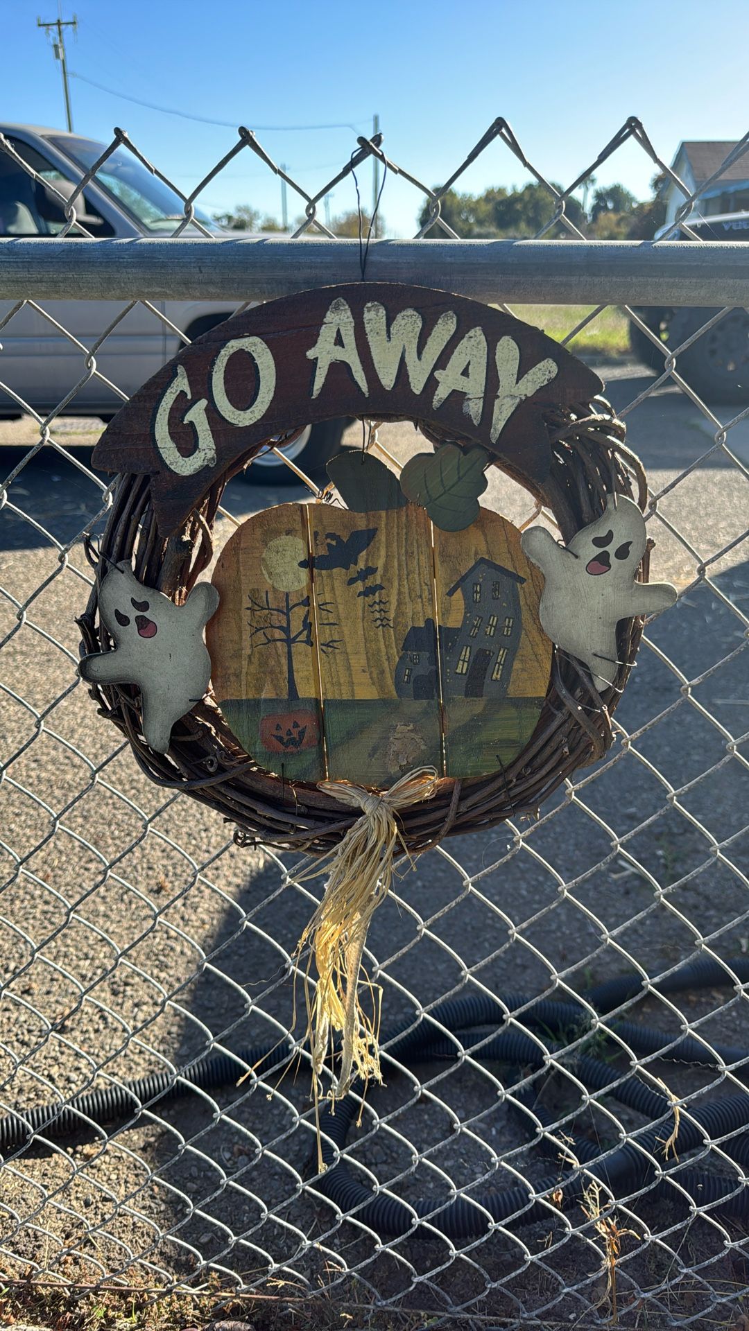 Go away Hanging Sign