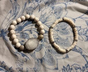 White druzy bracelet pair