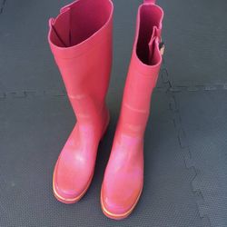 Pink Women's Rubber Garden Nursery Rain Snow Boots Size 9
