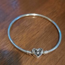 Pandora Moments Heart Butterfly Bangle Sterling Silver W/sparkling cubic Zirconia 