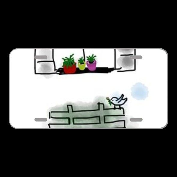 License Plate Novelty Car Front Spring Bird Window Flowers Outdoor