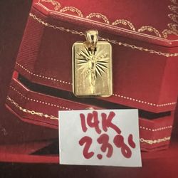 14K Solid Gold Pendant For Wedding 2.3Gr