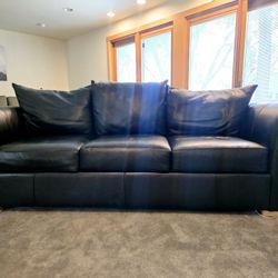 Contemporary Black Leather Sofa