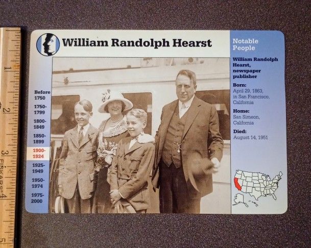 1997 Grolier William Randolph Hearst Newspaper Publisher Vintage Collectible Large Card