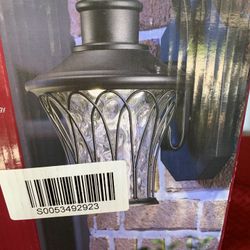 Home Decorators Avia Falls Black Outdoor LED Dusk to Dawn Wall Lantern Sconce