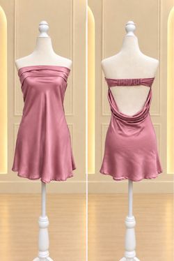 Pink Satin Strapless Mini Dress