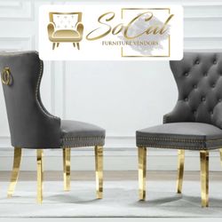 Tufted Velvet Upholstered Side / Dinning Chairs (2) 