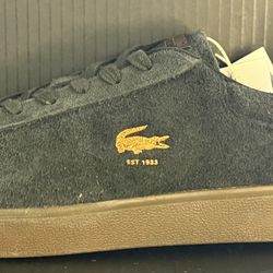 Lacoste Baseshot 224 2 SMA Mens Size 12 Black Gum Leather Sneakers 748SMA0010AA1