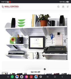 Wall-Mounted Home & Office Wall Organizer Kit - White Wall Panels with White Accessories