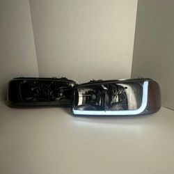 99-07 GMC Sierra/Yukon 4Pc Smoked Lens With LED Bar Headlight