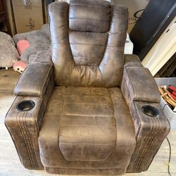 Brown leather power recliner 