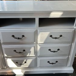 TV chest 6 drawers white dresser solid wood media center L48”*D18”*H42”(address in description)