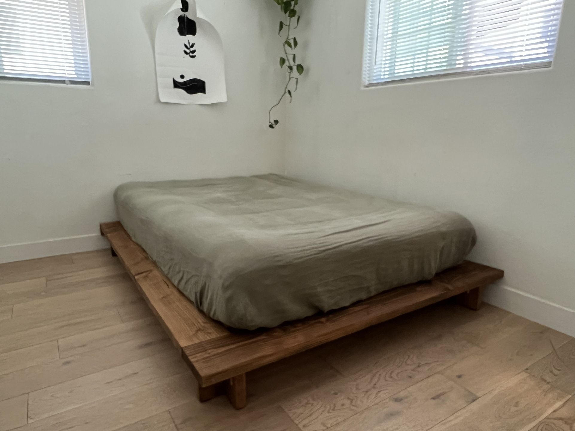 Custom built platform bed frame / mid century modern bedframe