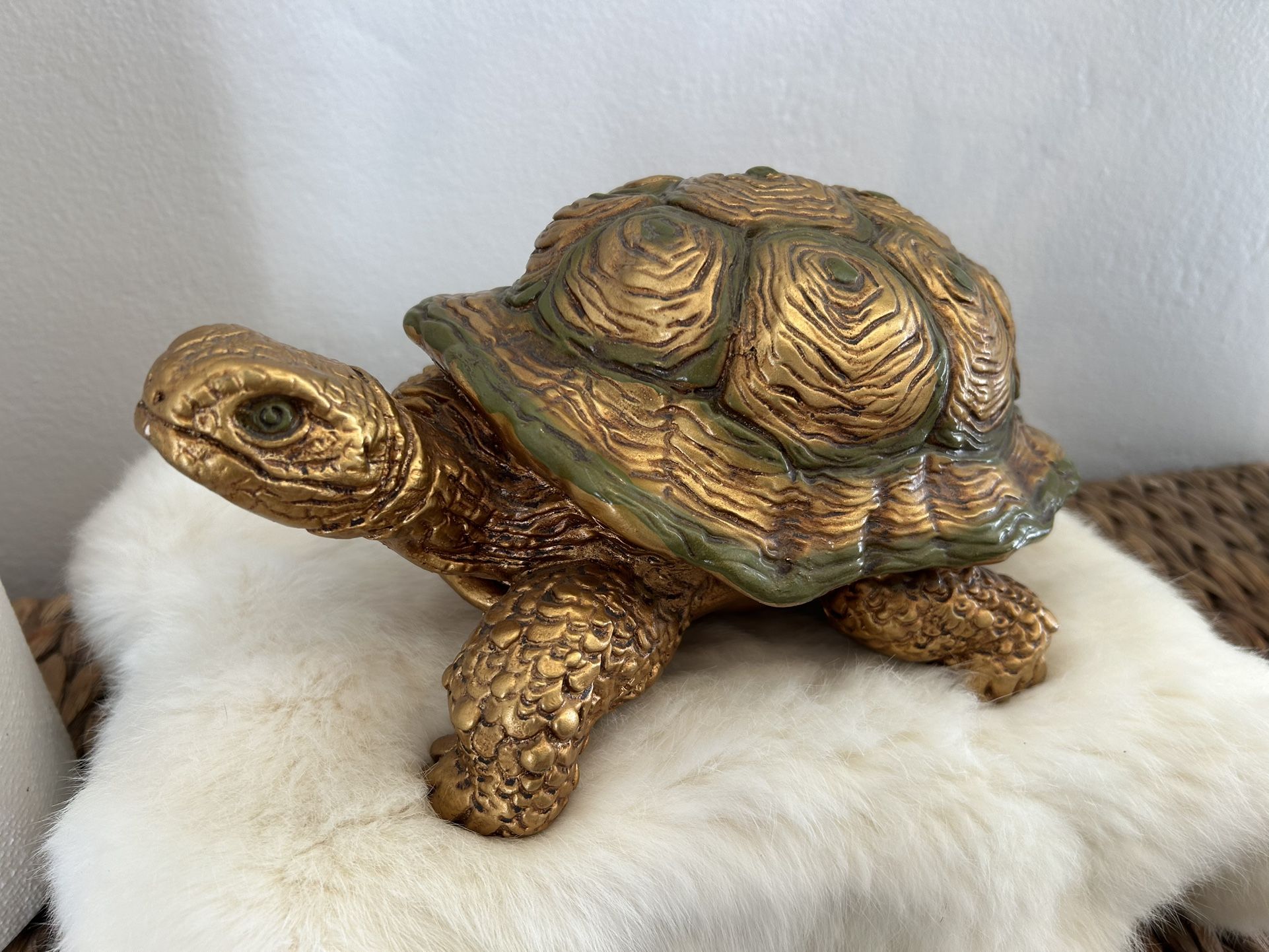 Vintage Turtle Rare Signed Pottery Heavy Sculpture Statue Retro Chipped Mid Century Modern Collectible Animal Indoor Outdoor 