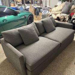 Crate & Barrel Lounge Deep Sofa 83” – Steel Gray – Extra Deep (46”) 