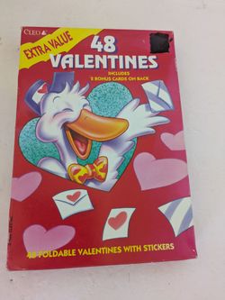 Cleo 48 Foldable Valentines Cards with Stickers 1995 NWT