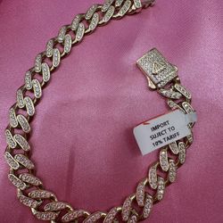 14k Gold Cubic Zirconia Monaco Bracelet