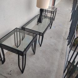 Ashley Furniture Black Iron And Glass Table Set 